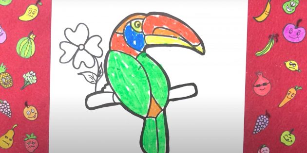 Как нарисовать попугая: Закрасьте попугая