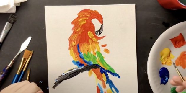 Как нарисовать попугая: Нарисуйте ветку и клюв