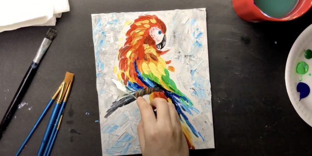 Как нарисовать попугая: Закрасьте фон