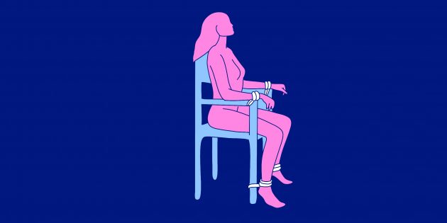 Секс со связанными руками на стуле