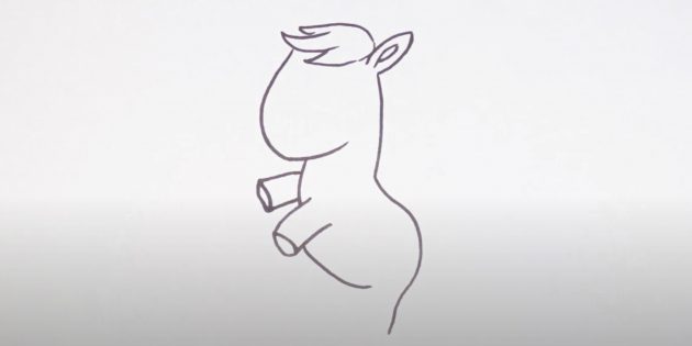 Как нарисовать лошадь: Нарисуйте ногу и живот