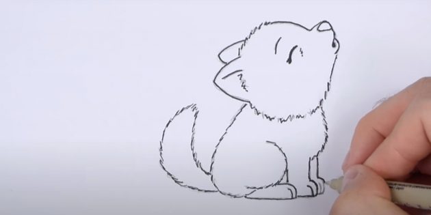Как нарисовать волка: Обведите рисунок