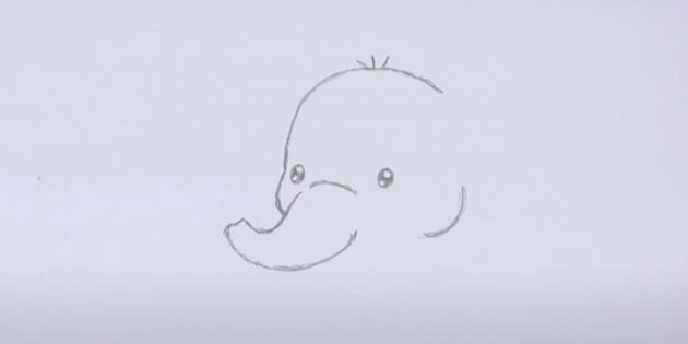 Как нарисовать стоящего мультяшного слона: добавьте щёки и макушку