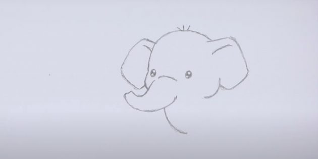 Как нарисовать стоящего мультяшного слона: изобразите уши и грудь