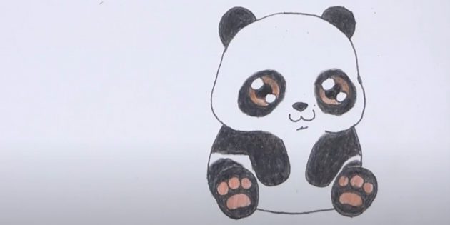 Рисунок сидящей мультяшной панды