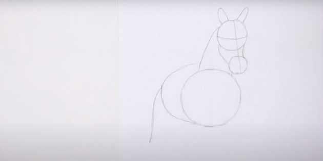 Как нарисовать лошадь: Наметьте тело и хвост