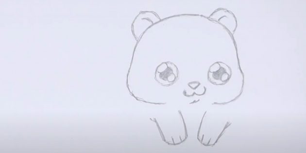 Как нарисовать панду: Нарисуйте уши и лапы