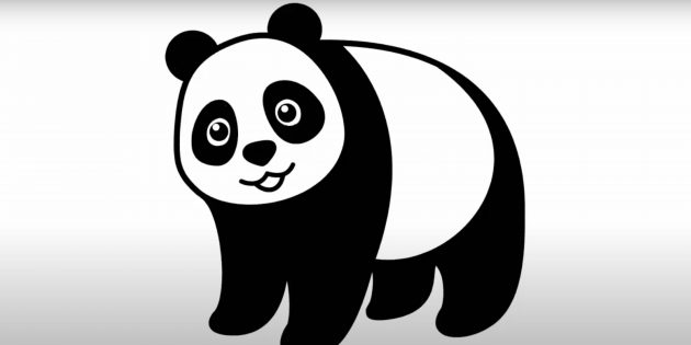 Рисунок стоящей мультяшной панды