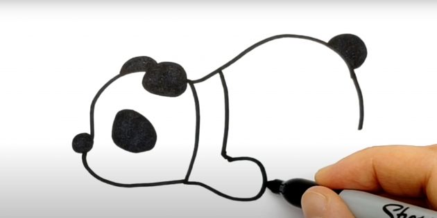 Как нарисовать панду: Нарисуйте переднюю лапу