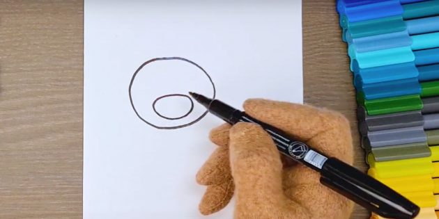 Как нарисовать панду: Нарисуйте голову и морду