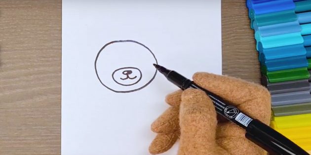 Как нарисовать панду: Нарисуйте нос и рот