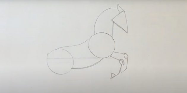 Как нарисовать лошадь: Нарисуйте передние ноги