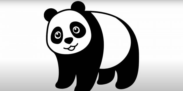 Как нарисовать панду: Закрасьте уши, лапы и пятна вокруг глаз