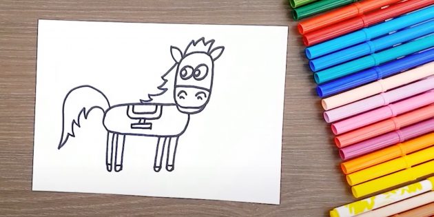 Как нарисовать лошадь: Изобразите седло