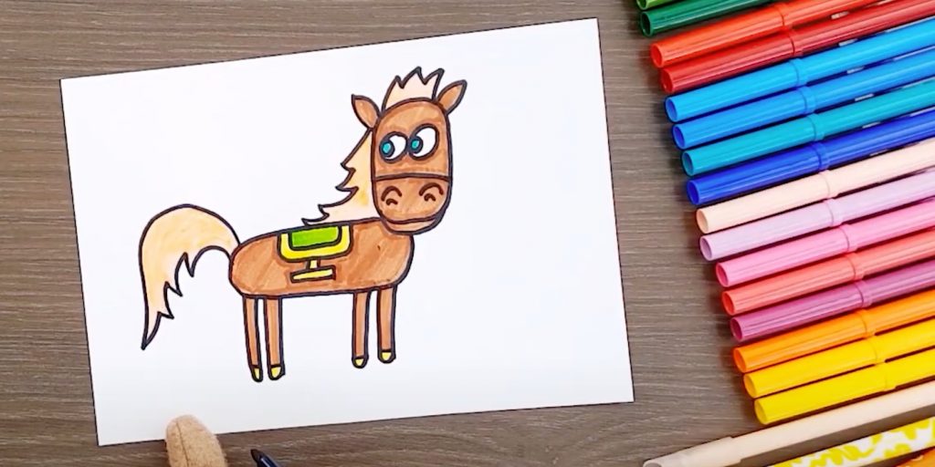 Стоящая мультяшная лошадь Стоящая мультяшная лошадь