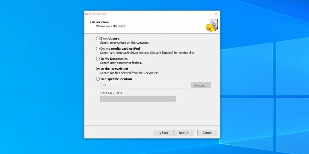 Как восстановить удалённые из «Корзины» файлы в Windows: выберите параметры поиска