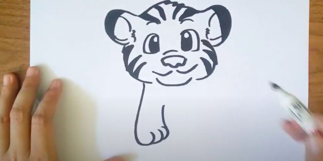 Как нарисовать тигра: Нарисуйте переднюю лапу