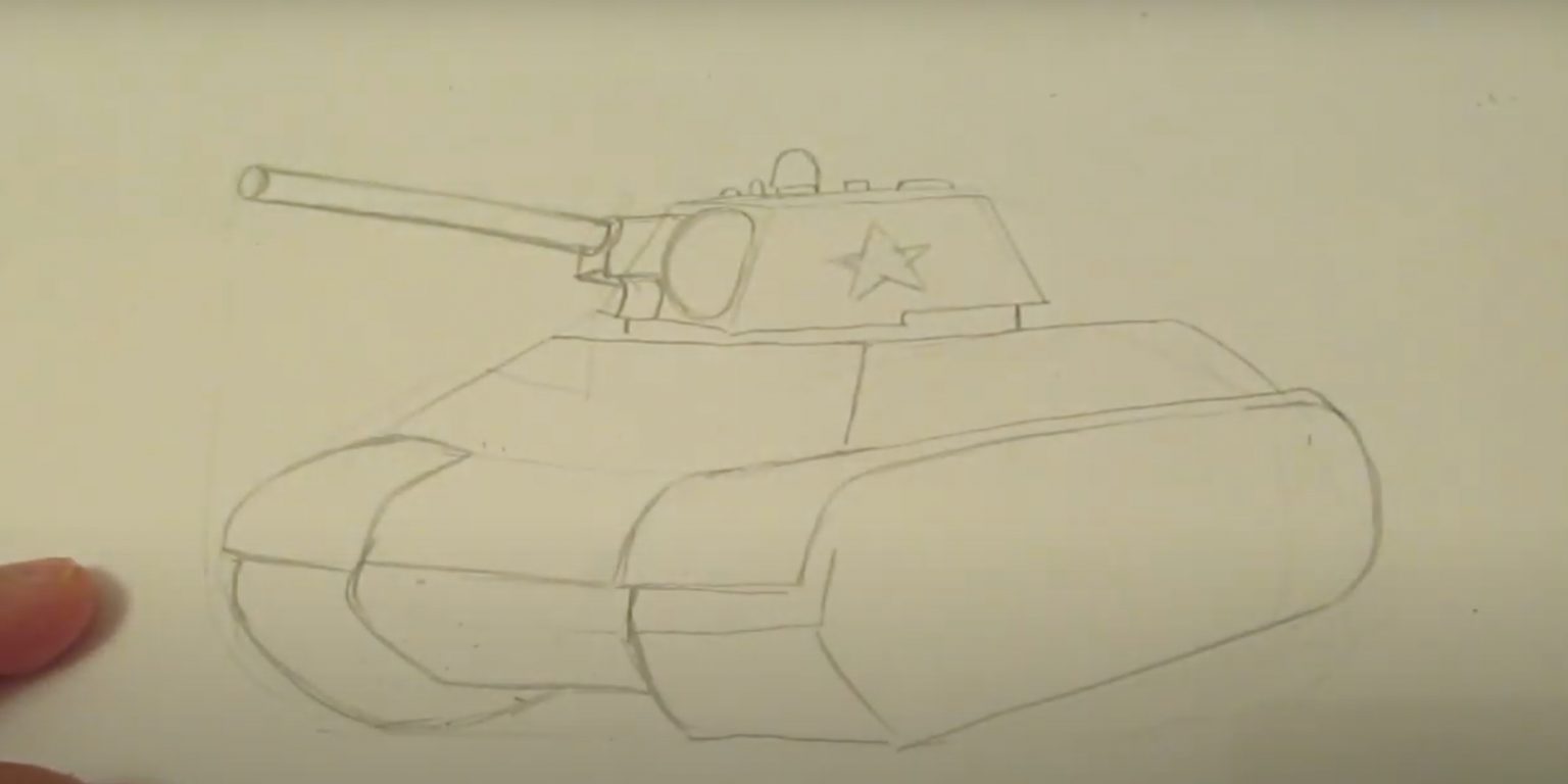 Рисунок танка для детей карандашом