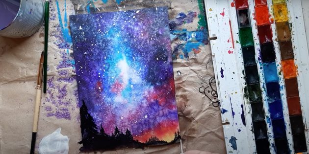 Space drawing in watercolor