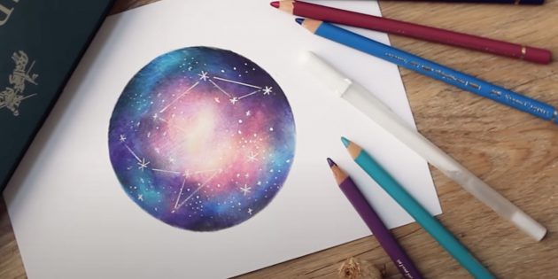 Как нарисовать космос гуашью поэтапно для начинающих