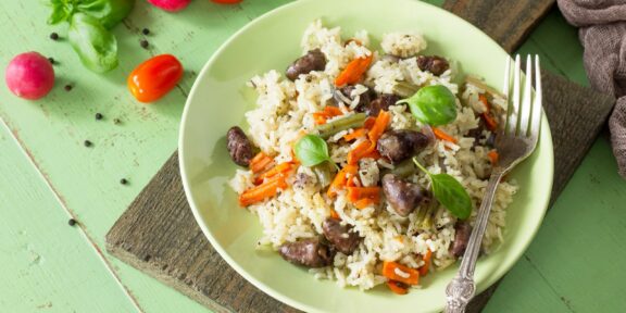 Рис с сердечками и овощами: рецепт