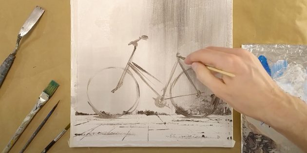 Как нарисовать велосипед: нарисуйте раму 