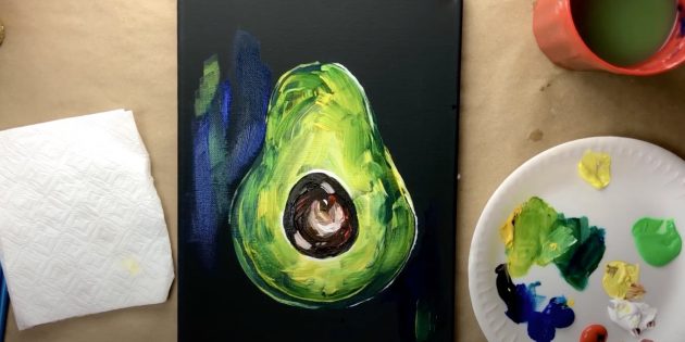Как нарисовать авокадо: сделайте мазки на фоне