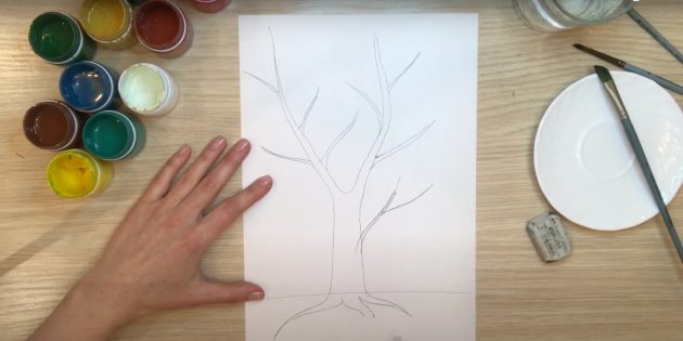 Как нарисовать дерево: нарисуйте ветки и корни