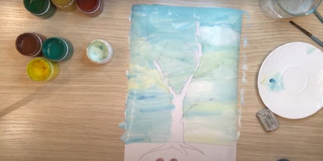 Как нарисовать дерево: закрасьте фон 
