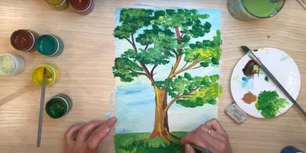 Как нарисовать дерево: изобразите траву