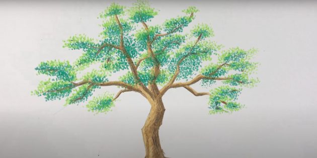 Как нарисовать дерево: рисунок дерева пастелью