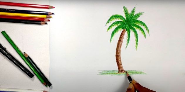 Как нарисовать дерево: рисунок дерева цветными карандашами