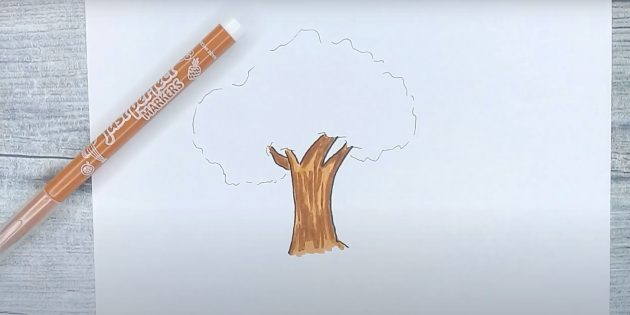 Как нарисовать дерево: закрасьте ствол