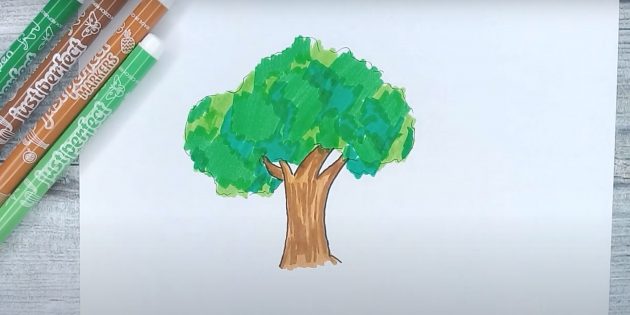 Как нарисовать дерево: закрасьте крону