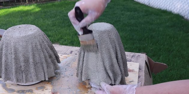 Как сделать вазон из бетона и полотенец своими руками: сделайте другую смесь