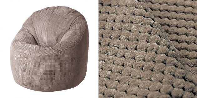 Бескаркасная мебель: кресло с велюровым покрытием Mypuff
