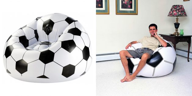 Надувное кресло в виде футбольного мяча