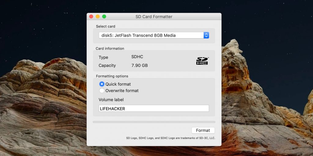 Программы для форматирования флешки: SD Card Formatter