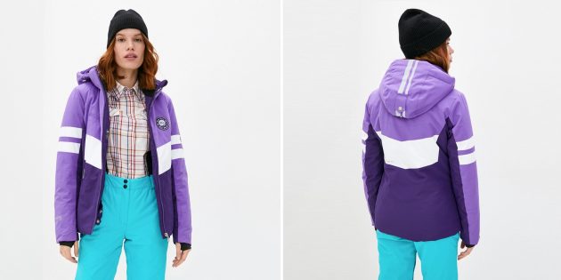 Женская лыжная куртка с ремешком на капюшоне 