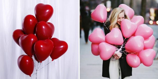 Подарки на 14 февраля: воздушные шары — сердечки