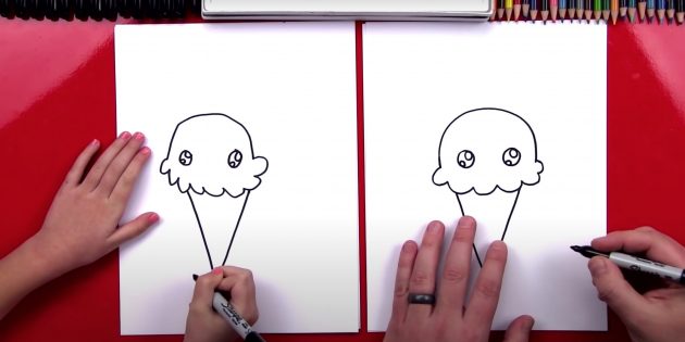 Как нарисовать мороженое: изобразите глазки