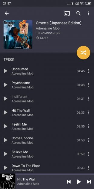 Музыкальные плееры для Android: Pulsar Music Player