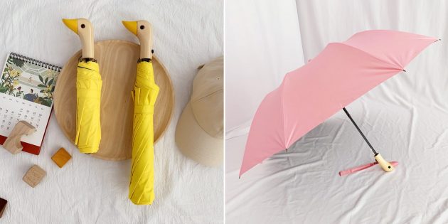 Зонт с деревянной рукояткой