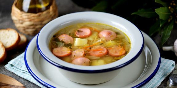 Очень вкусные супы с сосисками, которые захочется готовить каждую неделю
