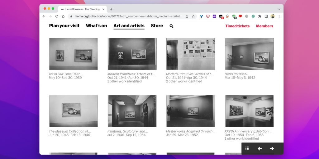 New Tab with MoMA — арты от музея современного искусства в новых вкладках Chrome