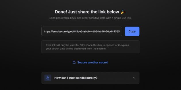 Sendsecure.ly — сервис для безопасной отправки секретных сообщений