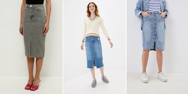 Модные юбки 2022 года: джинсовые юбки миди