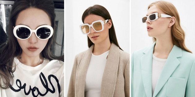 Модные женские солнцезащитные очки — 2022: очки в белой оправе