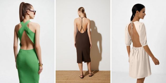 Модные платья лета 2022 года: платье с открытой спиной