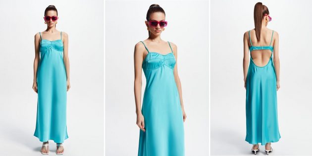 Модное летнее платье из атласной ткани 